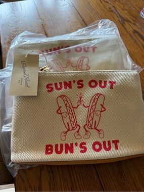 Universal Thread Cream Canvas 'Sun's Out Bun's Out' Mini Pouch with Pink Print